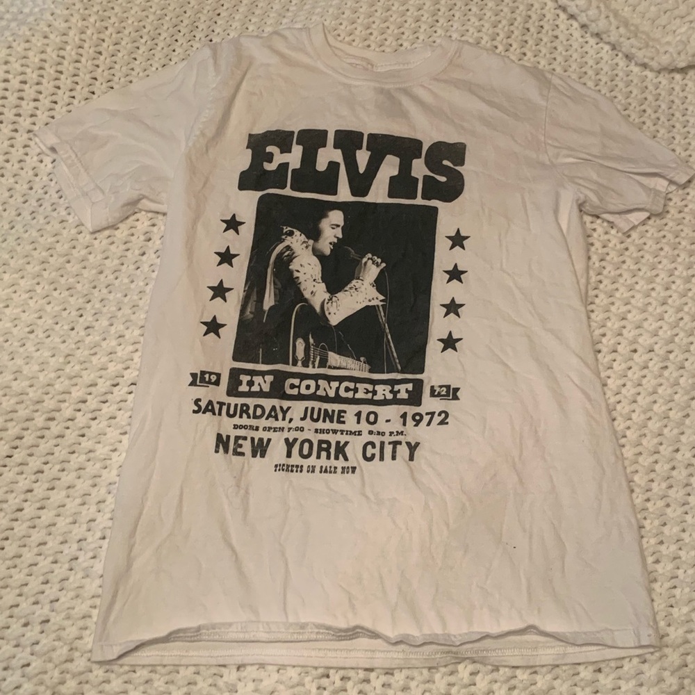 White Elvis graphic tee